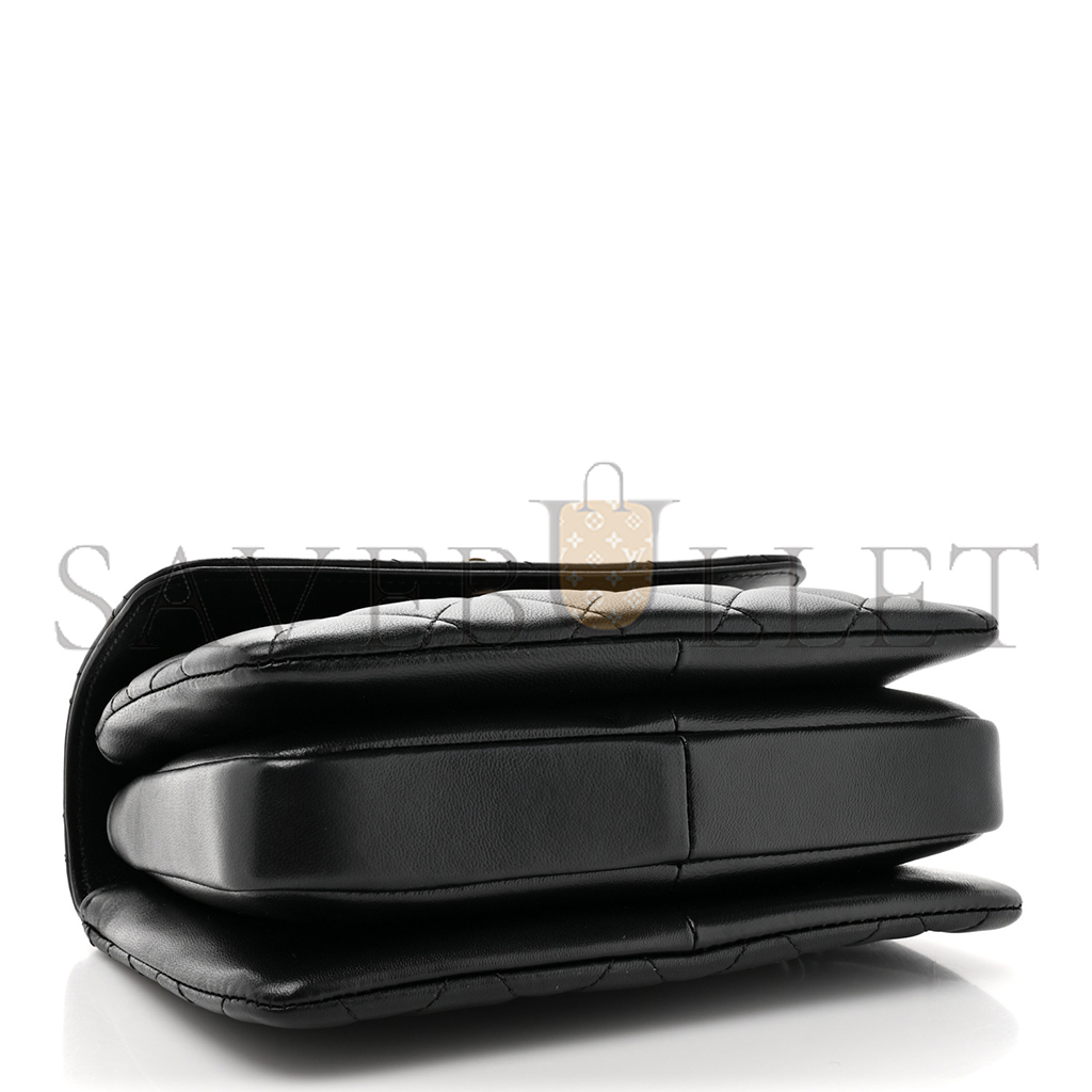 Ch*el master lambskin quilted mini trendy cc dual handle flap bag black (20*14*6cm)